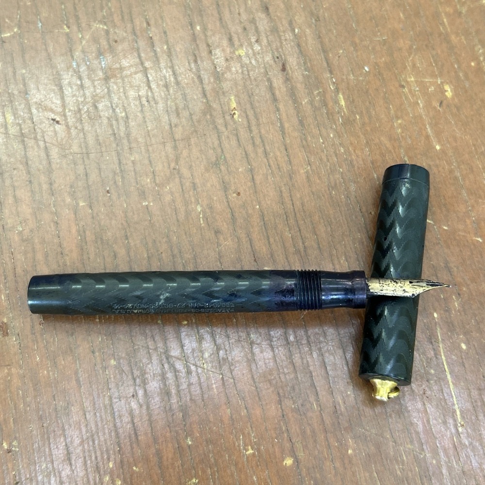 1920s Sheaffer Self Filling Pen W Gold Nib Chase Ebonite Flat Ring Top
